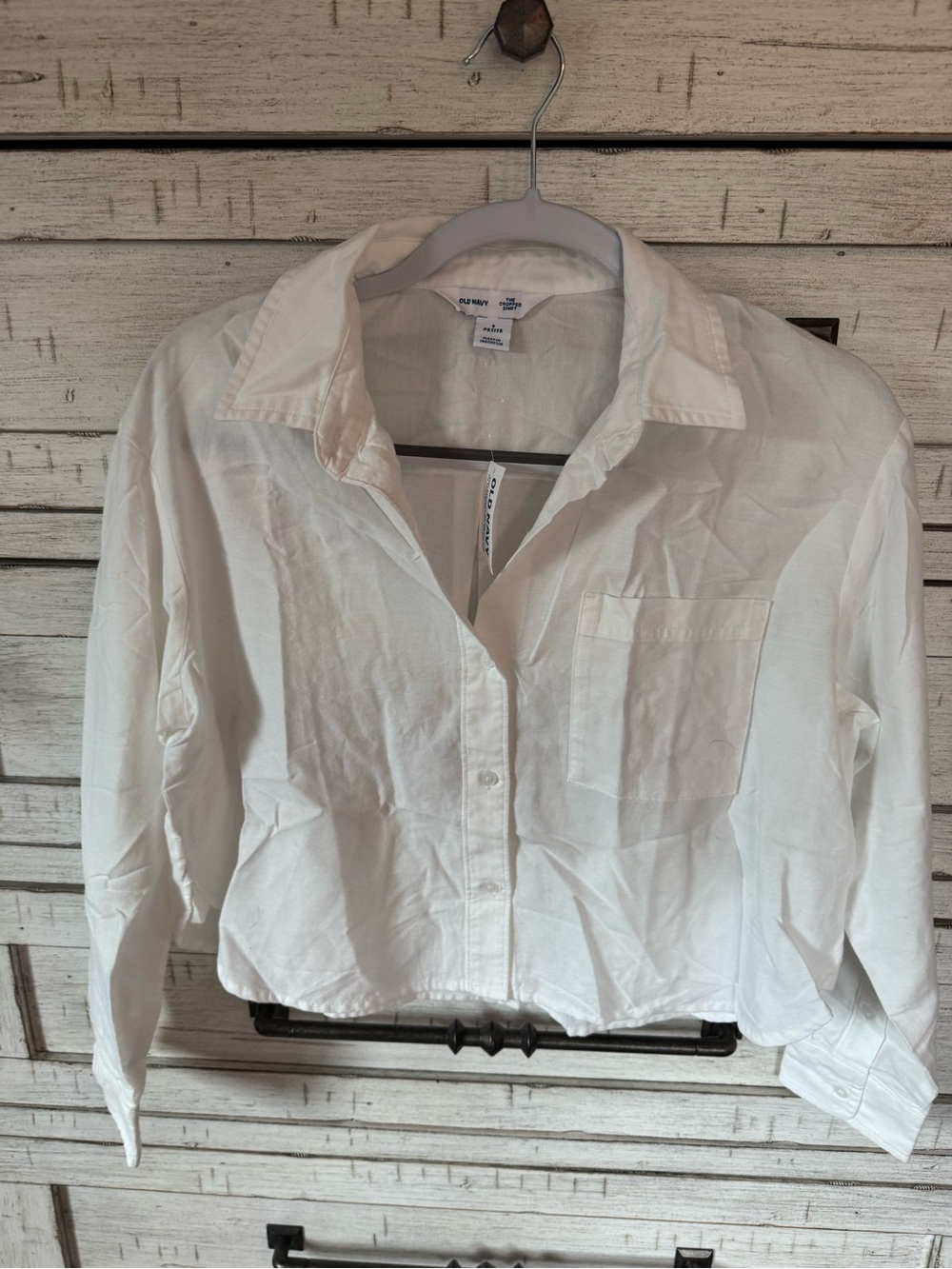 Old Navy White Cropped Shirt